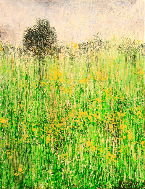 Artist Nora Franko. 'Yellow Field' Artwork Image, Created in 2016, Original Painting Oil. #art #artist