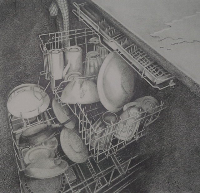 Artist Nora Meyer. 'Dirty Job' Artwork Image, Created in 2008, Original Drawing Pencil. #art #artist