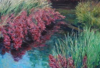 Norman Nelson: 'Huckleberry Grass', 2009 Oil Painting, Fauna.  Huckleberry plants in full fall colors are complimented by ajoining grasses beginning to change to brown. ...