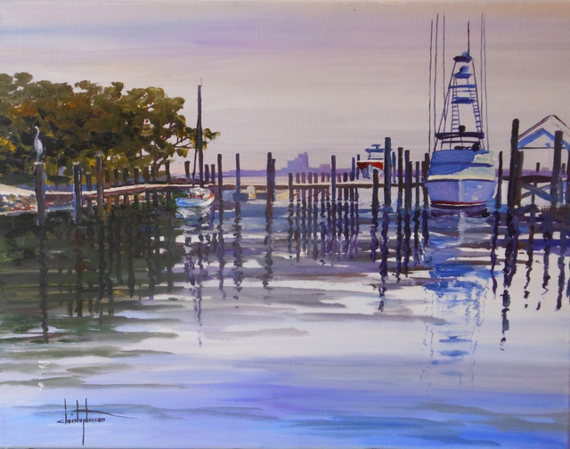 Artist William Christopherson. 'Florida Ponce Inlet Boats Atlantic Coast Christopherson' Artwork Image, Created in 2014, Original Printmaking Monoprint. #art #artist
