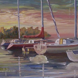 William Christopherson: 'Great Lakes Sailing  Lake Ontario', 2008 Oil Painting, Landscape. Artist Description:  Artists' impression of sailor' s morning at Chaumont Bay, Lkae Ontario ...