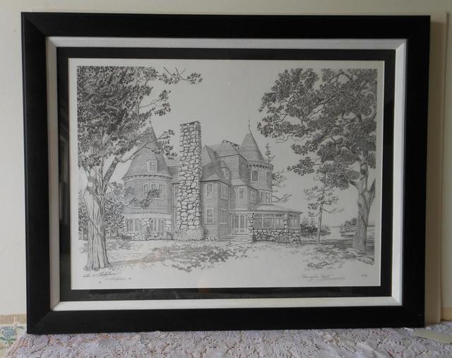 William Christopherson  'Keewaydin Mansion Framed', created in 2010, Original Printmaking Monoprint.