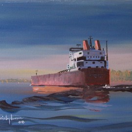 William Christopherson: 'Saint Lawrence Ship Thousand Islands', 2008 Acrylic Painting, Marine. Artist Description:  2008 Acrylic original by New York artist William Christopherson. Titled: RT Hon. Paul J. Martin - The namesake of this stately laker from Saint Catherines, Ontario, making way upbound on the Saint Lawrence Seaway, at Thousand Islands, New York. Artwork on stretched canvas 14 x 11 x 3/ 4. ...