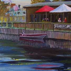 William Christopherson: 'Thousand Islands Saint Lawrence Alexandria Bay', 2009 Acrylic Painting, Landscape. Artist Description:  New original acrylic on canvas panel  11 x 14 Title: Lunch At A- Bay DocksArtwork shipped rigid , flat, comes with artist' s certification. ...