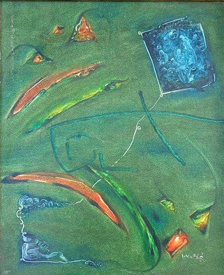 Nadhan Ns: 'kite-8', 2004 Oil Painting, Abstract. 