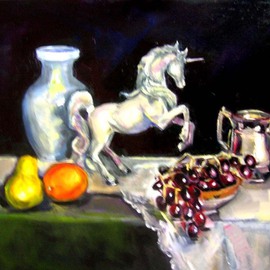 Renuka Pillai: 'Still life with Unicorn', 2010 Oil Painting, Beauty. Artist Description:  Still Life Study...