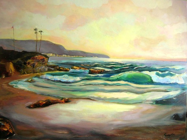 Renuka Pillai  'Sunset', created in 2010, Original Painting Oil.