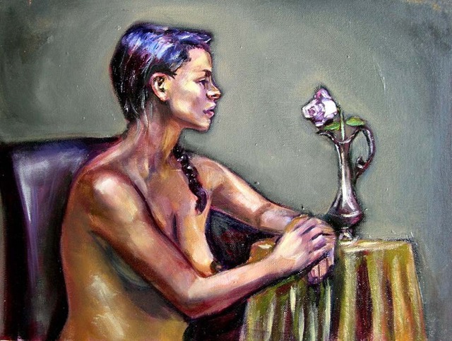 Renuka Pillai  'The Rose', created in 2010, Original Painting Oil.