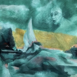 Nurhilal Harsa: 'landscape5', 2023 Oil Painting, Landscape. Artist Description: Landscape, oil, original oil painting, oil on canvas, nude, seascape, monochrome, boat, night, sunset, ...