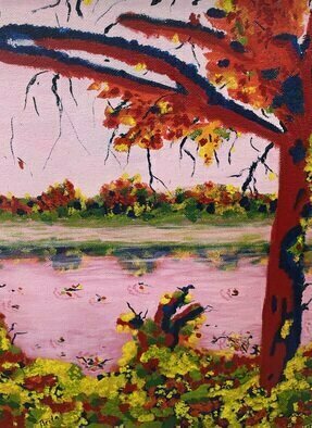 Brita Ferm: 'untitled', 2006 Acrylic Painting, Landscape. Inspired by trees at Lake Murray, CA.  Acrylic on Masonite...