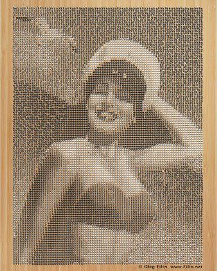 Oleg Filin: 'sea gal', 2017 Mixed Media Photography, Celebrity. A portrait of Ava Gardner, a pin- up star of the past. A PIN- UP series by Oleg Filin.  images are compiled with drawing pins, sparced over wooden surfaces  AVAILABLE IN PRINTS only  the artwork is presented by a PREVIEW image at absolutearts. com and  available in high- quolity wall ...