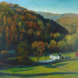 Ron Ogle: 'Anderson Branch', 1994 Oil Painting, Landscape. Artist Description: An October view in the Anderson Branch community, up close to Little Pine, near the French Broad River, in Madison County, North Carolina. ...