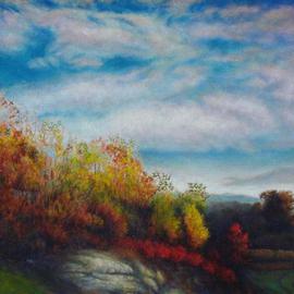 Ron Ogle: 'The View at Mountain Air', 2004 Oil Painting, Landscape. Artist Description: An October sunrise in 2004, from just down hill of the amazingly small Mountain Air airport runway, which is notably close to the restaraunt bar. Mountain Air is on a ridge top near Burnsville, North Carolina. Oil on canvas. ...