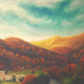 Ron Ogle: 'The View from Jesse Israels Yard', 1992 Oil Painting, Landscape. Artist Description:  The view from atop the cliff in Jesse Israel' s front yard, on highway 151, up past Candler, towards Mount Pisgah....