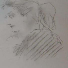 Ron Ogle: 'brunette', 1998 Pencil Drawing, Figurative. Artist Description: 