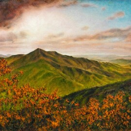 Ron Ogle: 'cold mountain series number 4', 2023 Oil Painting, Landscape. Artist Description: I worked on this canvas for 15 years, 2007- 2023. I can see Cold Mountain from my studio window. ...