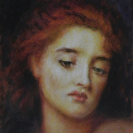 Ron Ogle: 'the martyr of solway', 2021 Oil Painting, Portrait. Artist Description: aEURoeThe Martyr of SolwayaEUR by John Everett Millais, 1871.  He portrays Margaret Wilson1667 aEUR