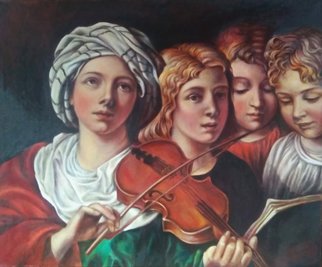 Olga Jozefowski: 'after domenico zampieri', 2021 Oil Painting, Music. I am interested in the techniques of the old masters. An artist is a collector who can t get past the work he likes. The piece I liked a lot. It s not an exact copy of the work. Working on this piece gave me a lot of joy and ...