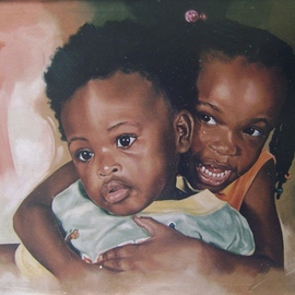 Okezie Nwosu: 'Portrait1', 2002 Oil Painting, Portrait. Artist Description:  Portrait of kids ...