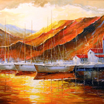 Yachts In The Mountain Harbor, Olha Darchuk