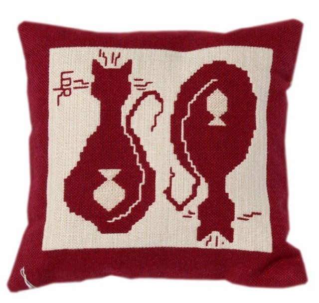 Lisbet Olin-Ranstam  'Pillow Cat And Fish', created in 2006, Original Textile.