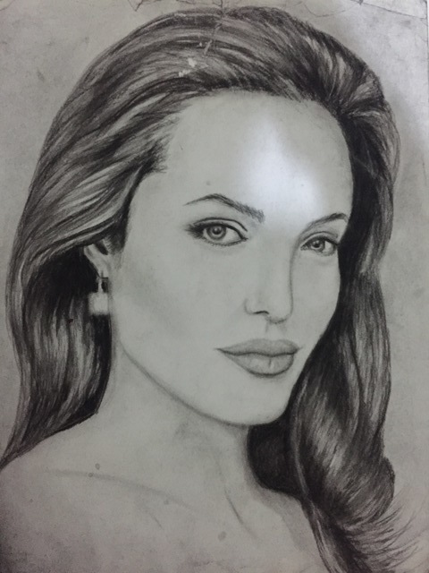 Omar Ismail  'Beauty', created in 2018, Original Drawing Charcoal.