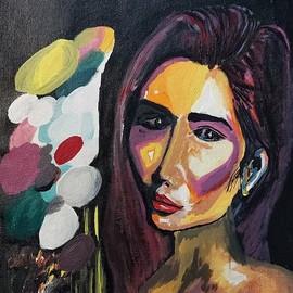 Anoop Thomas: 'portrait', 2021 Acrylic Painting, Portrait. Artist Description: Portrait woman...