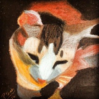 Pooja Shah: 'Cat Darwin, Commissioned', 2014 Oil Pastel, Animals.  The Cheshire Cat: Oh, you're sure to do that, if only you walk long enough. 