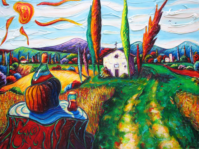 Christopher Oraced Decaro  'The Day Vino Stood Still', created in 2010, Original Painting Acrylic.