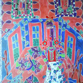 Mocanu Monica: 'family', 2003 Acrylic Painting, Ethnic. 