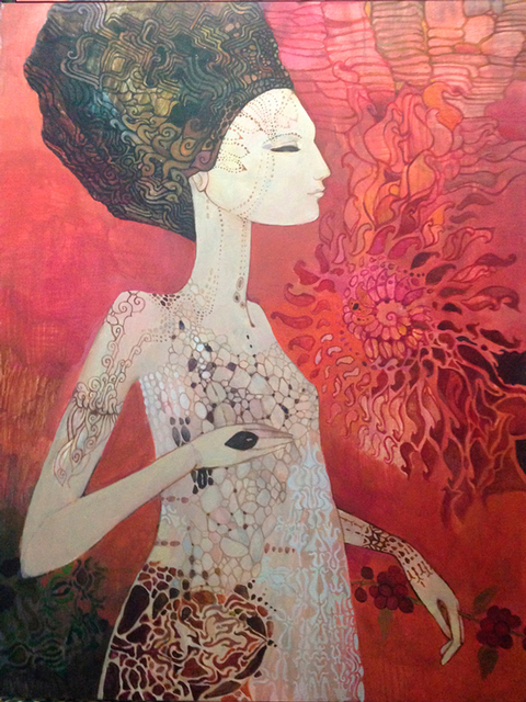 Artist Olga Zelinska. 'Coffee Queen' Artwork Image, Created in 2014, Original Painting Oil. #art #artist
