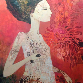Olga Zelinska: 'Coffee Queen', 2014 Oil Painting, Fantasy. Artist Description:  The Queen of coffee, tart, strong drink...