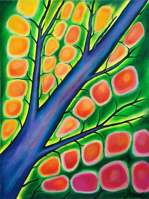 Ozgul Tuzcu: 'The Leaf I', 2007 Acrylic Painting, Abstract.   The detail of a leaf under the microscope. Fresh spring colors.  ...