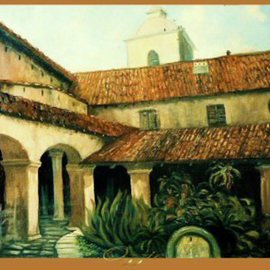 Ozzie Kajtezovic: 'church backyard', 2010 Oil Painting, Architecture. Artist Description:  cityscape from europe ...