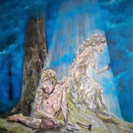 Ozzie Kajtezovic: 'night before eve', 2018 Oil Painting, Landscape. Artist Description: First Love went bad. . . ...