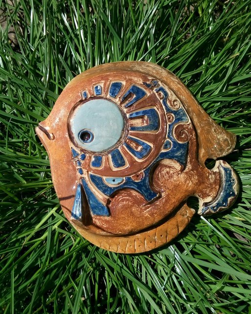 Victoria Kozhakova  'Fish', created in 2016, Original Ceramics Handbuilt.