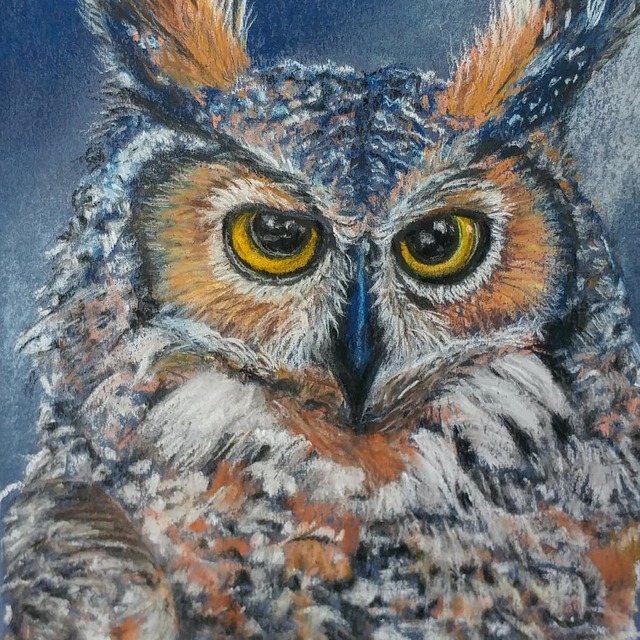 Artist Shakeeba Waseh. 'Owl2' Artwork Image, Created in 2018, Original Pastel. #art #artist