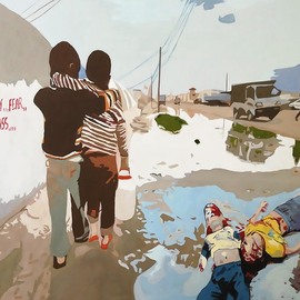 Pasquale Pacelli: 'life', 2018 Acrylic Painting, War. Artist Description:  Our parents told us not to be overwhelmed by fear and to have patience because one day all this would be over. They were wiped out by a bombing, the orphans left instead have the meat torn by mines. In Syria schools are now closed andwe are ...