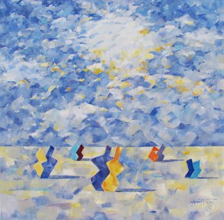 Angel Patchamanov: 'sky 19', 2017 Oil Painting, Abstract. Abstract, landscape, sky, figures, blue, ...