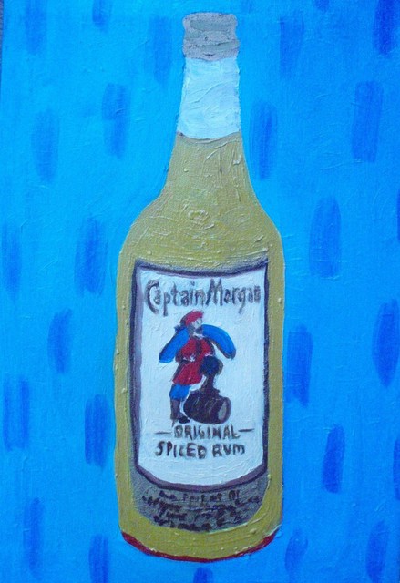 Patrice Tullai  'Bottle Of Captain Morgans', created in 2009, Original Mixed Media.