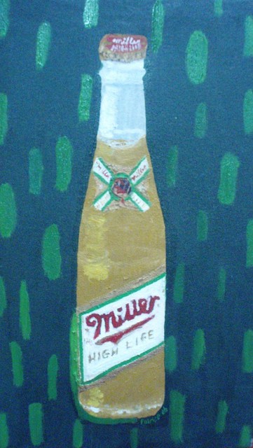 Patrice Tullai  'Bottle Of Miller Beer', created in 2009, Original Mixed Media.