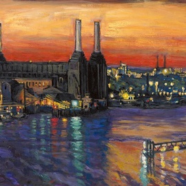 Battersea Power St And Bridges Print, Patricia Clements