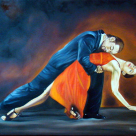 Patricia Vicente: 'Abrazo de tango', 2014 Oil Painting, Dance. Artist Description:    A couple of tango dancers in a final pose. ...