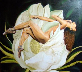 Patricia Vicente: 'Misty', 2014 Oil Painting, Dance.   Inspired to an international dancer Misty Copeland dancing within a flower. ...