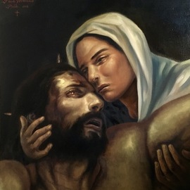 Paul Armesto: 'pieta', 2018 Oil Painting, Religious. Artist Description: PietA  - Original painting by Paul Armesto. ...