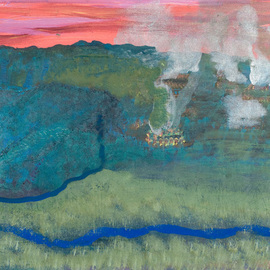 Paul Freeman: 'Distant Fires', 2011 Acrylic Painting, Landscape. Artist Description:   acrylic painting on canvas     ...