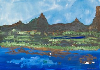 Paul Freeman: 'Turtles Upriver', 2011 Acrylic Painting, Landscape.  acrylic painting on canvas    ...