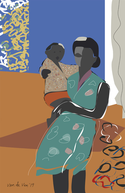 Artist Van De  Ven. 'Woman And Child' Artwork Image, Created in 2019, Original Digital Art. #art #artist