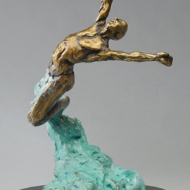 Paul Orzech: 'Celebration', 2009 Bronze Sculpture, Clouds. Artist Description:  Celebration depicts a human figure leaping injoyous abandonment off the ground and into the air.  This piece was designed to convey an exhilarated state of mind a person feels whilesensing joy, boundless happiness and freedom.  My hope is thatCelebration will inspire the viewer to escape into a daydream ...