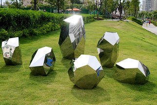 Paul Wesson: 'another space 3', 2014 Steel Sculpture, Abstract Landscape. Stainless Steel Crystalline sculptures. Crystal Shaped Stainless Steel Mirror Finished Statues. Suitable for both indoor and outdoor display, home, office, garden, yard etc. For sale by it s creator Paul Wesson. ...